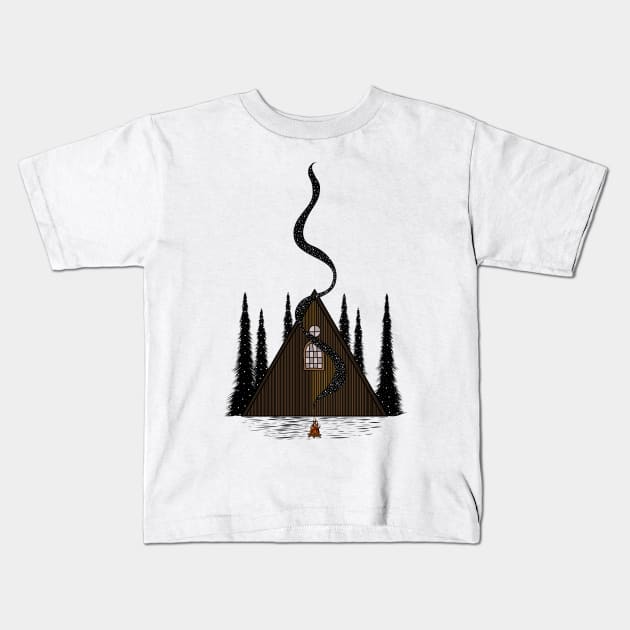 Hut in the woods Kids T-Shirt by ckai